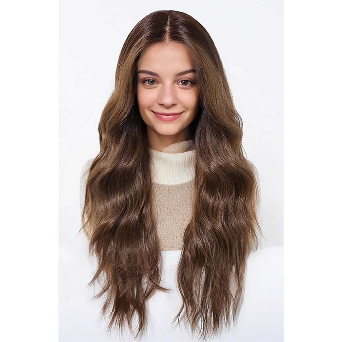 Body Wave HD Lace Front Wig - Brown with Blonde Highlights, Beginner-Friendly, 26 Inch (65cm)