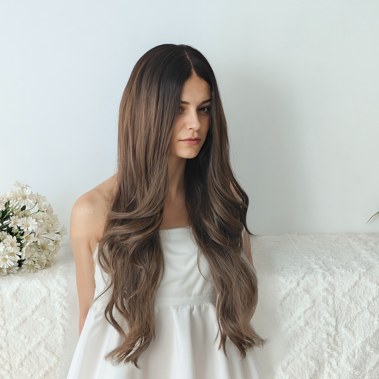 Grace 30” Body Wave HD Lace Front Wig - Ombre Brown, Hand-Tied Monofilament Top