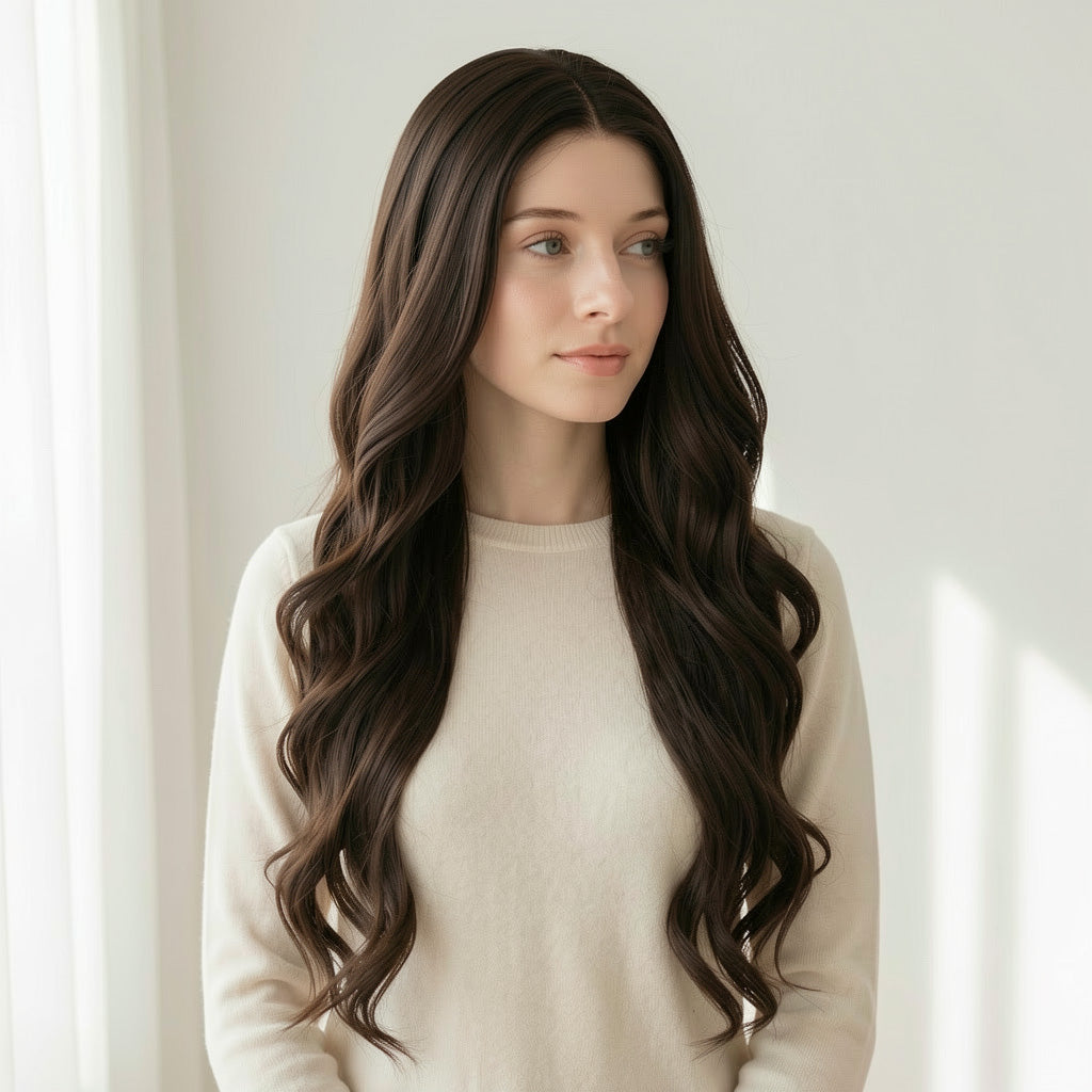 Grace | Braune lange-13*6 HD Front-Lace-Frontal-Perücke (Handgestrickt)