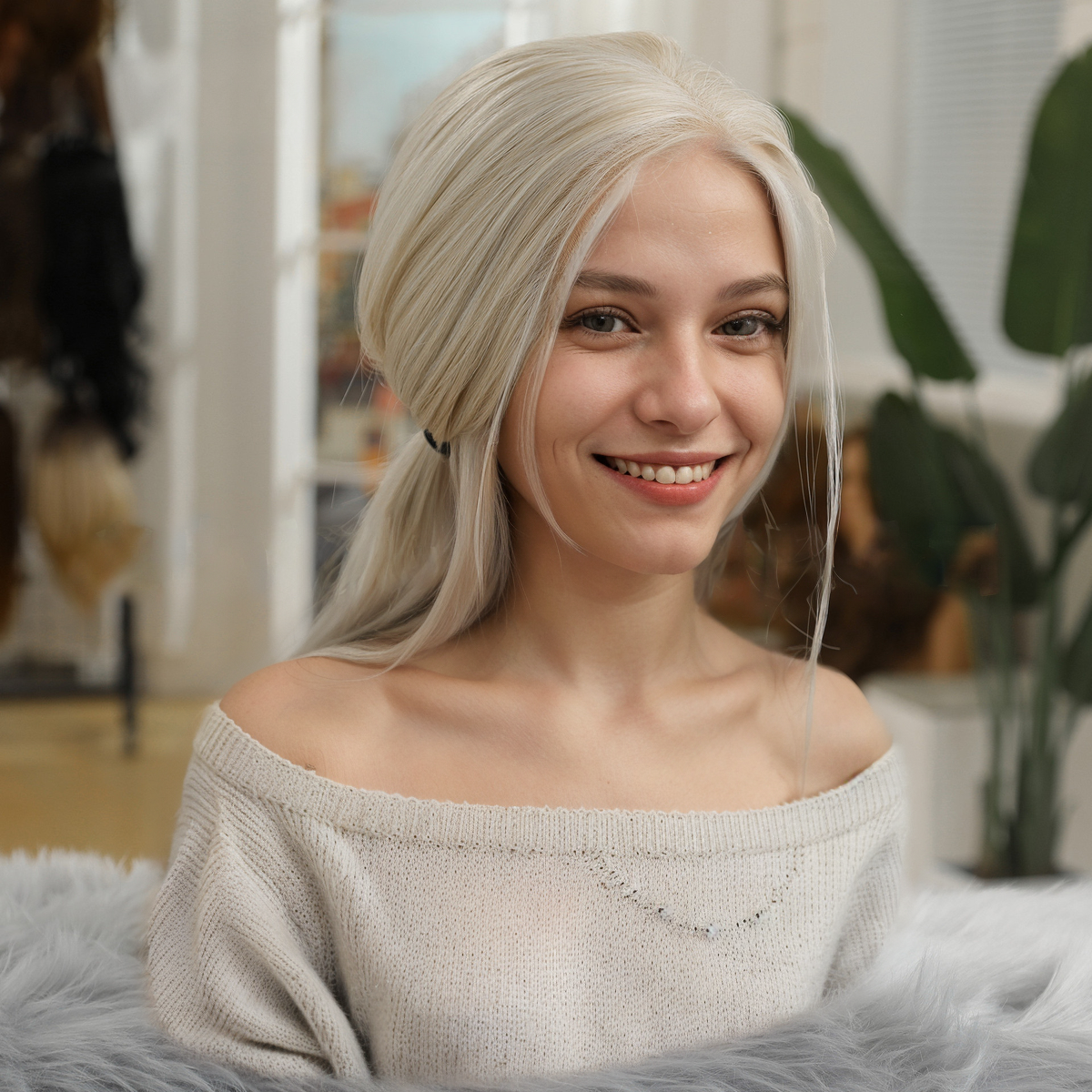 Loose Wave HD Lace Front Wig - White Blonde, 100% Hand-Tied Mono Top, 22 Inch (55cm)