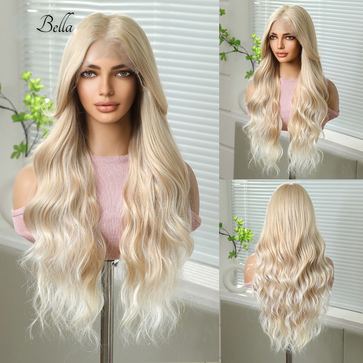 Bella | Blonde Long Wavy 13*6 HD Lace Frontal Wig (Hand-Tied)