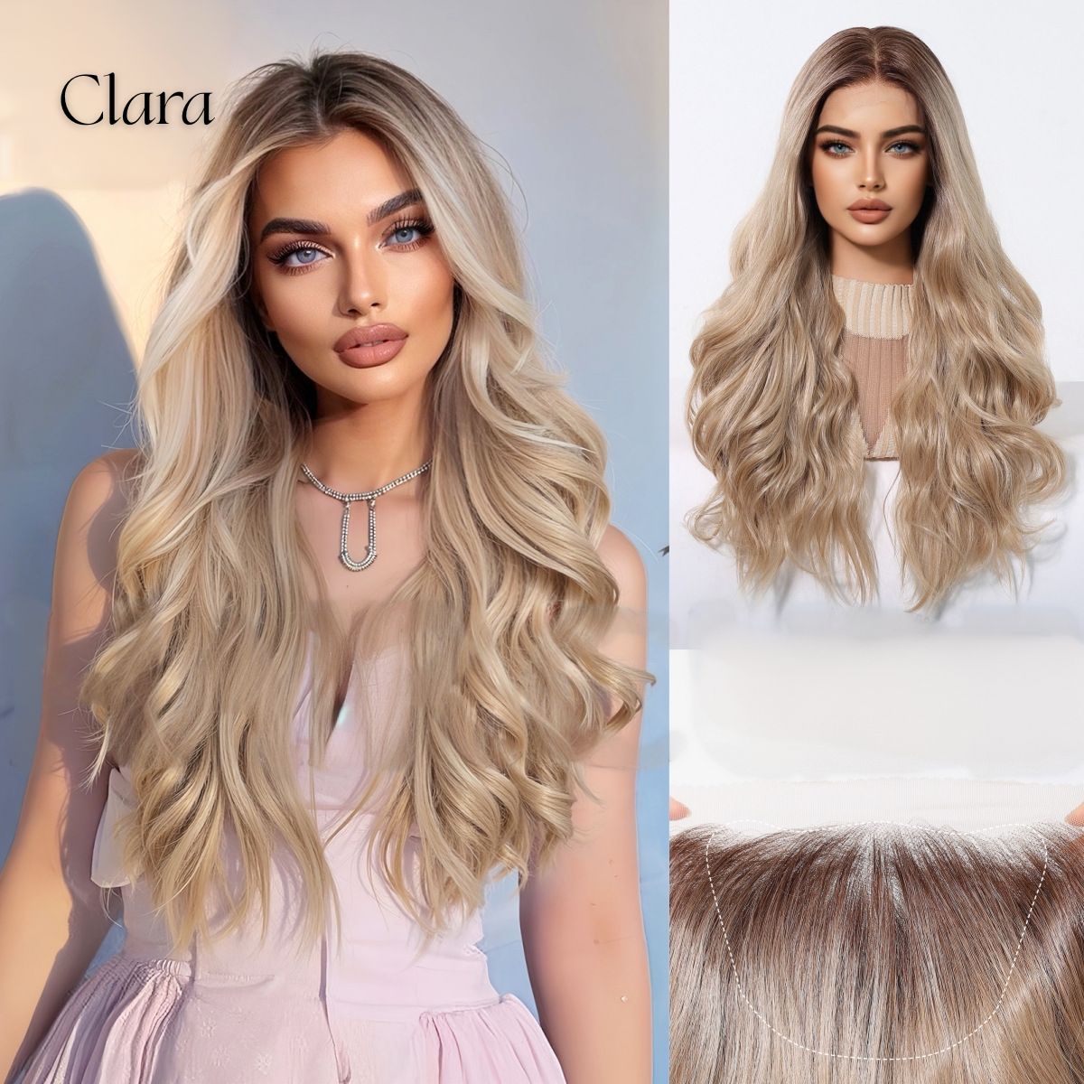 Clara | Blonde Long Wavy 13*6 HD Lace Front Wig (Hand-Tied)