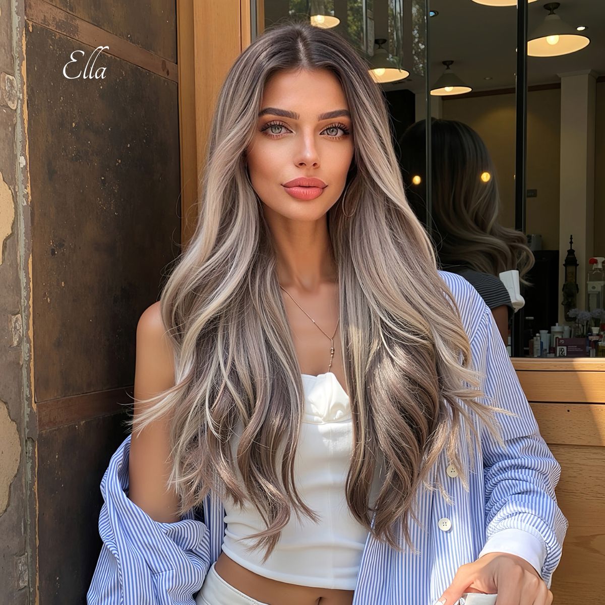 Ella | Ombré Grey Long Wavy 13*6 HD Lace Frontal Wig (Hand-Tied)