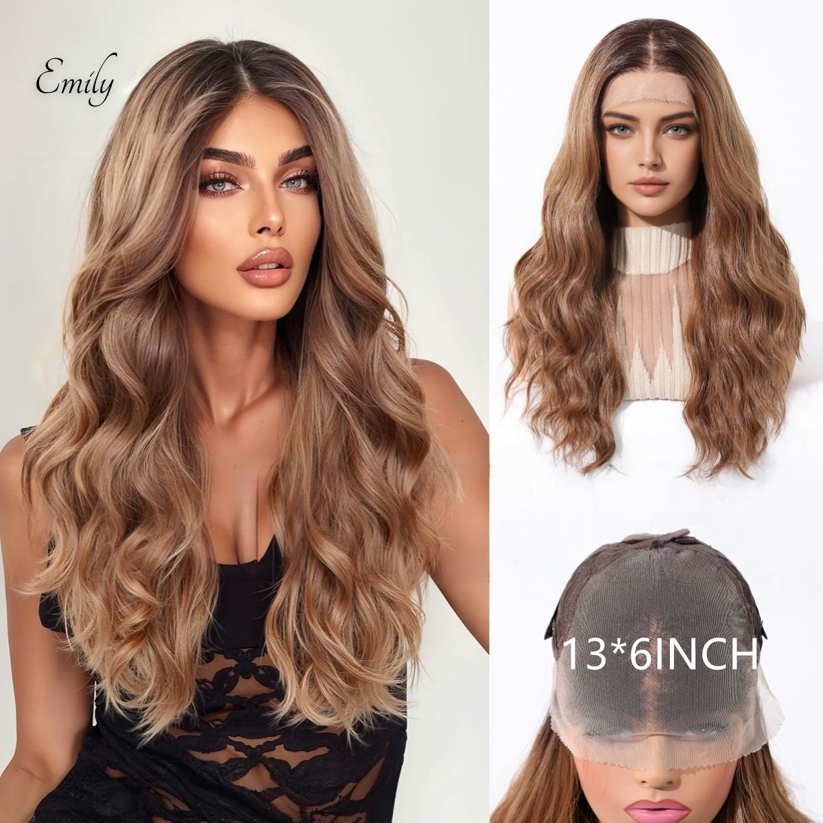 Emily | Ginger Long Wavy 13*6 HD Lace Frontal Wig (Hand-Tied)