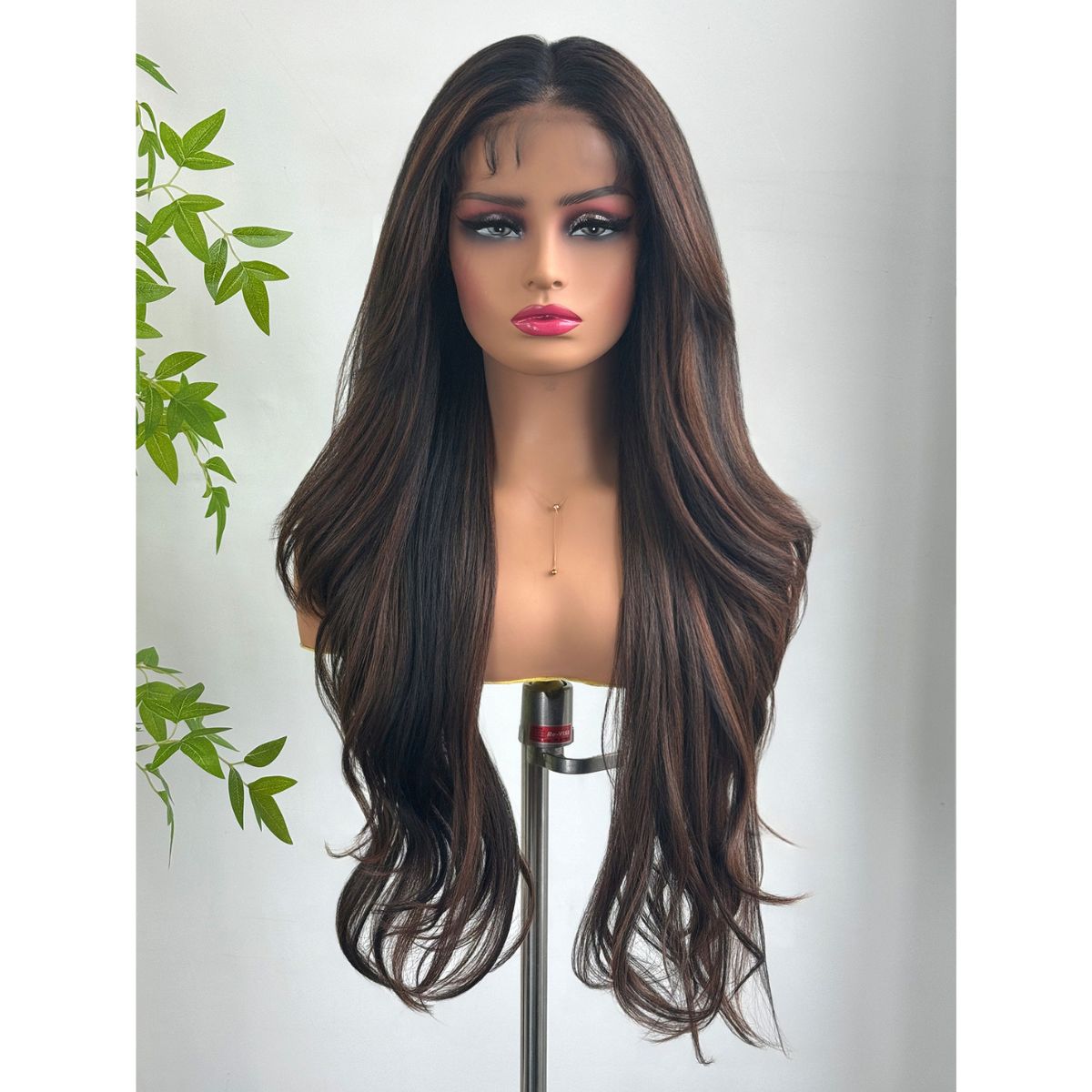 Emma | Dark Brown Long Wavy 13*6 HD Lace Frontal Wig (Hand-Tied)