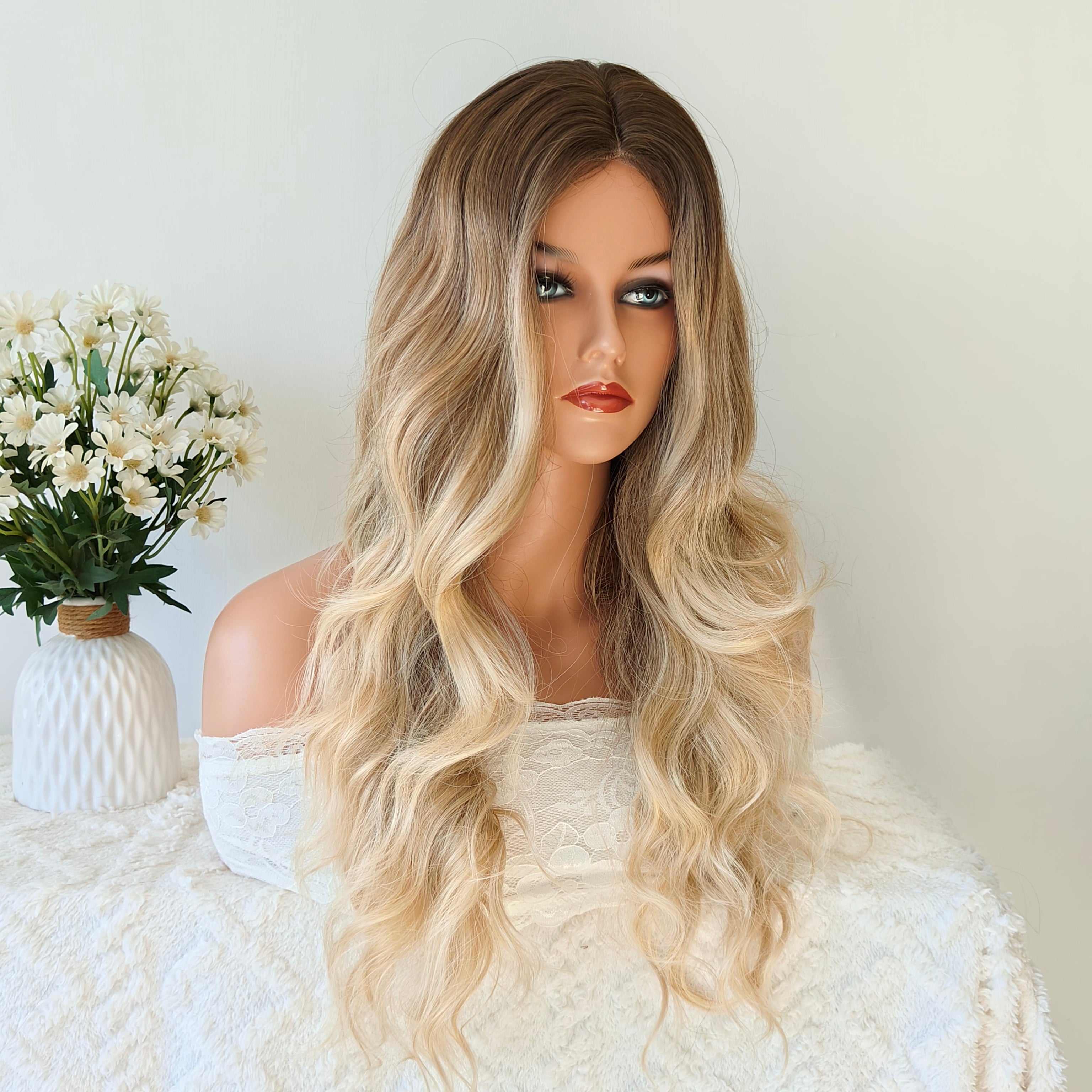 Blonde Long Wavy Wig without Bangs