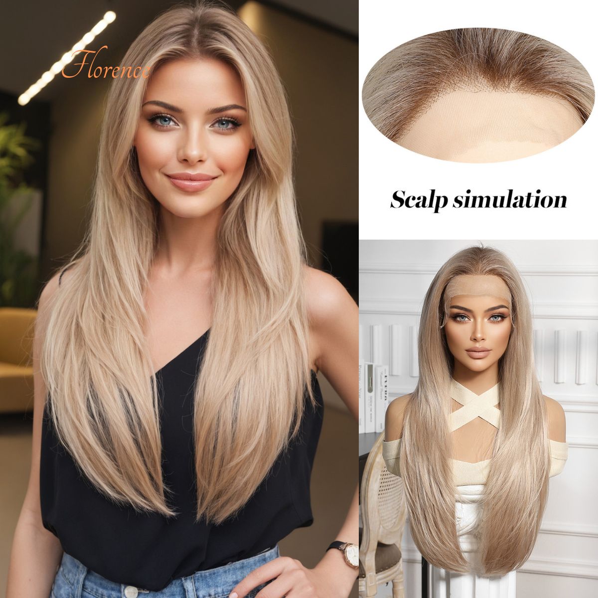 Florence | Blonde Medium 13*6 HD Lace Frontal Wig (Hand-Tied)