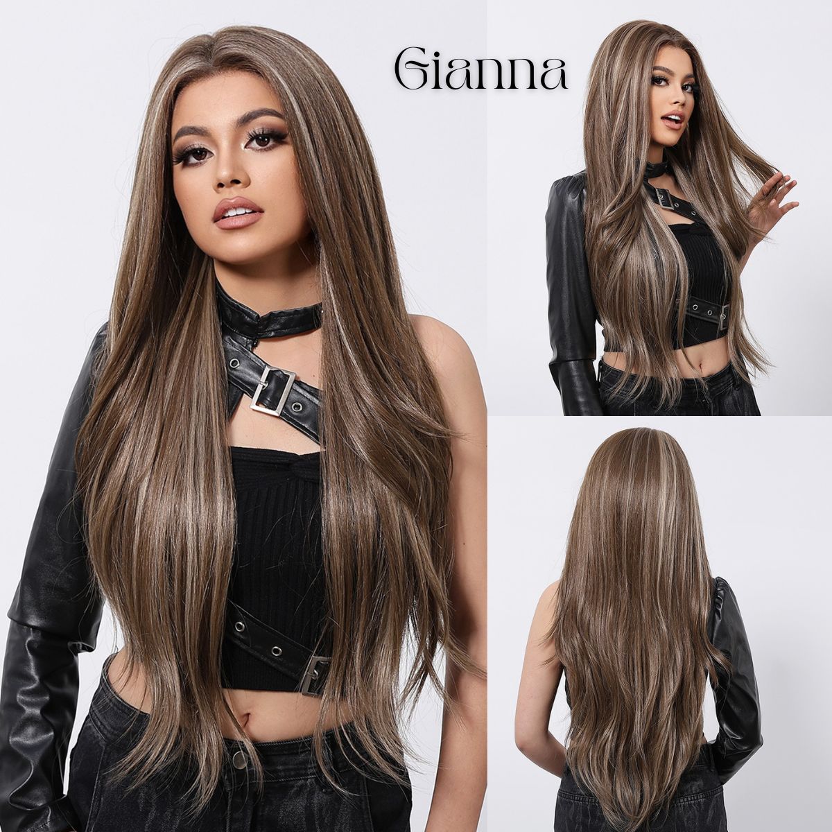Gianna | Ombré Brown Long Straight 13*6 HD Lace Frontal Wig (Hand-Tied)