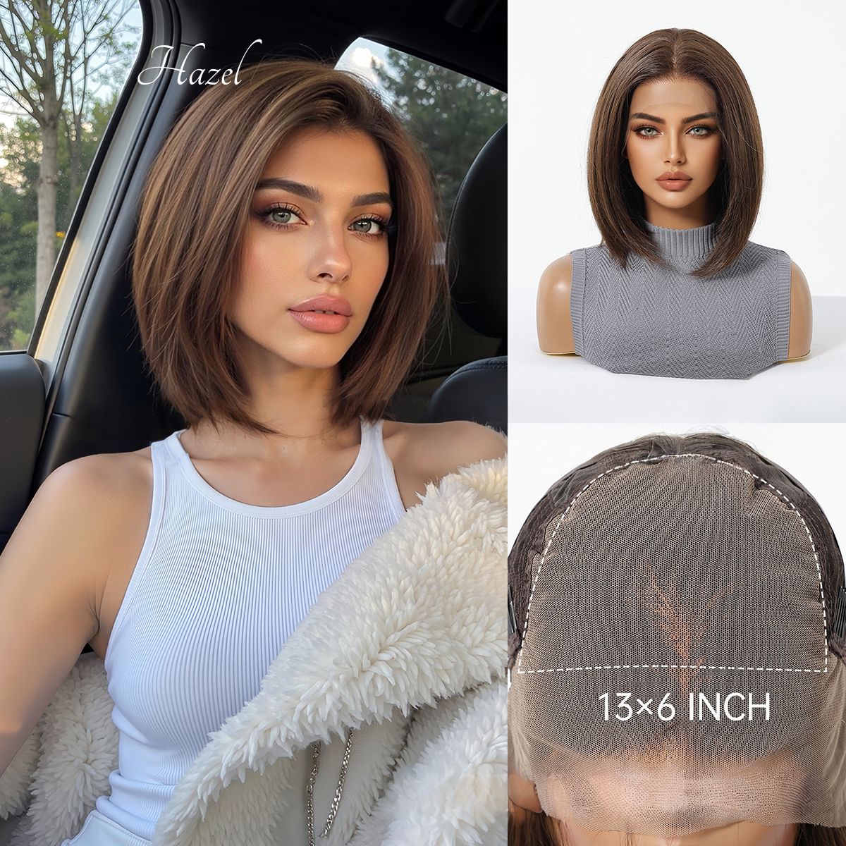Hazel | Brown Short 13*6 HD Lace Frontal Wig (Hand-Tied)