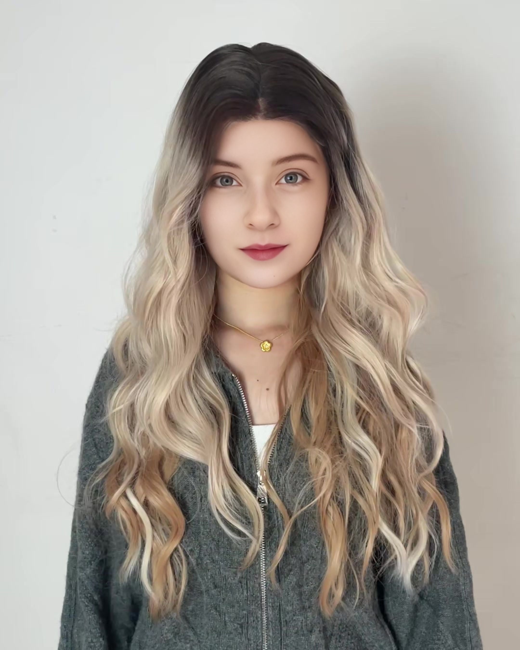 Isla – Rooted Ash Blonde Ombre Lace Front Wig