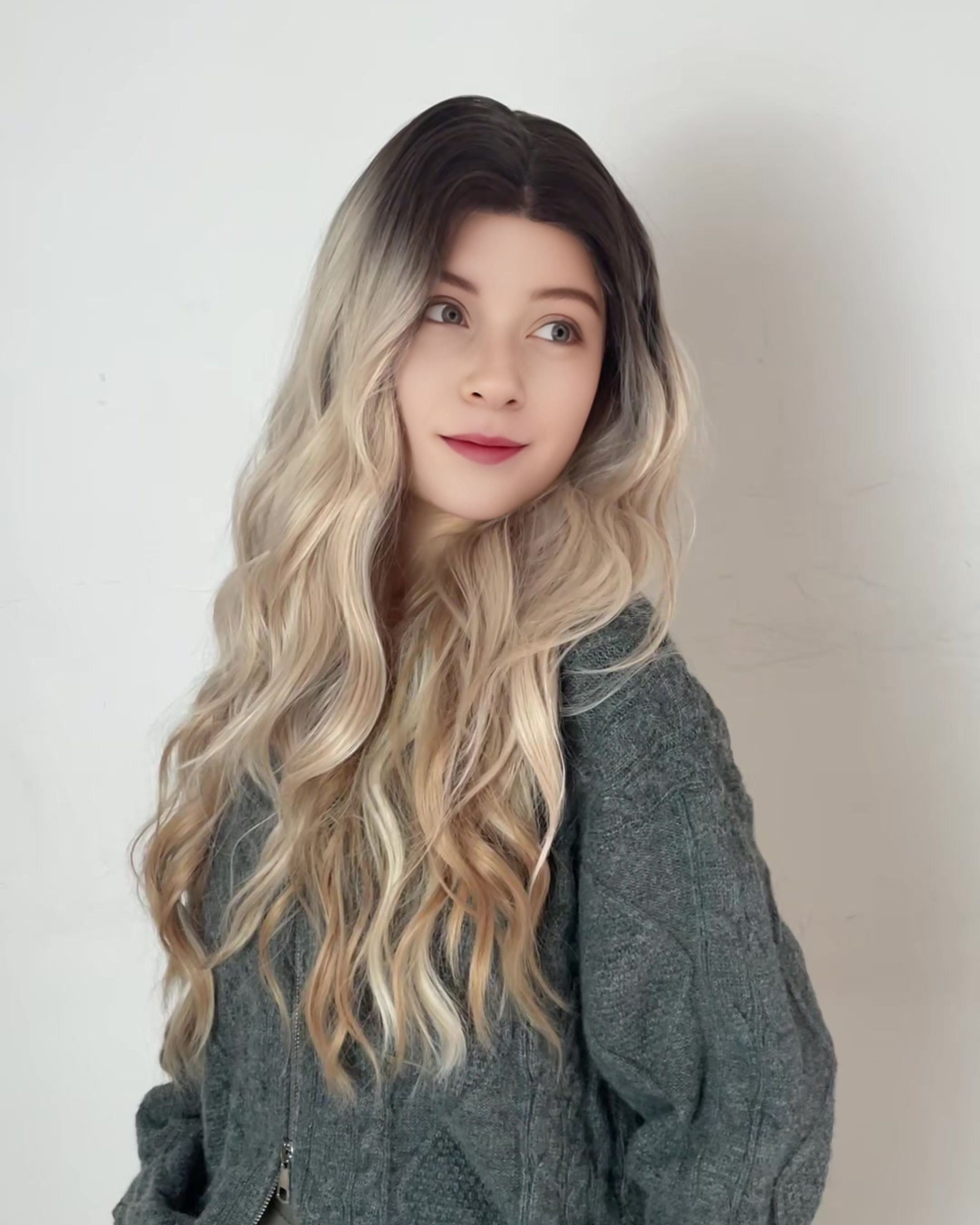Isla – Rooted Ash Blonde Ombre Lace Front Wig