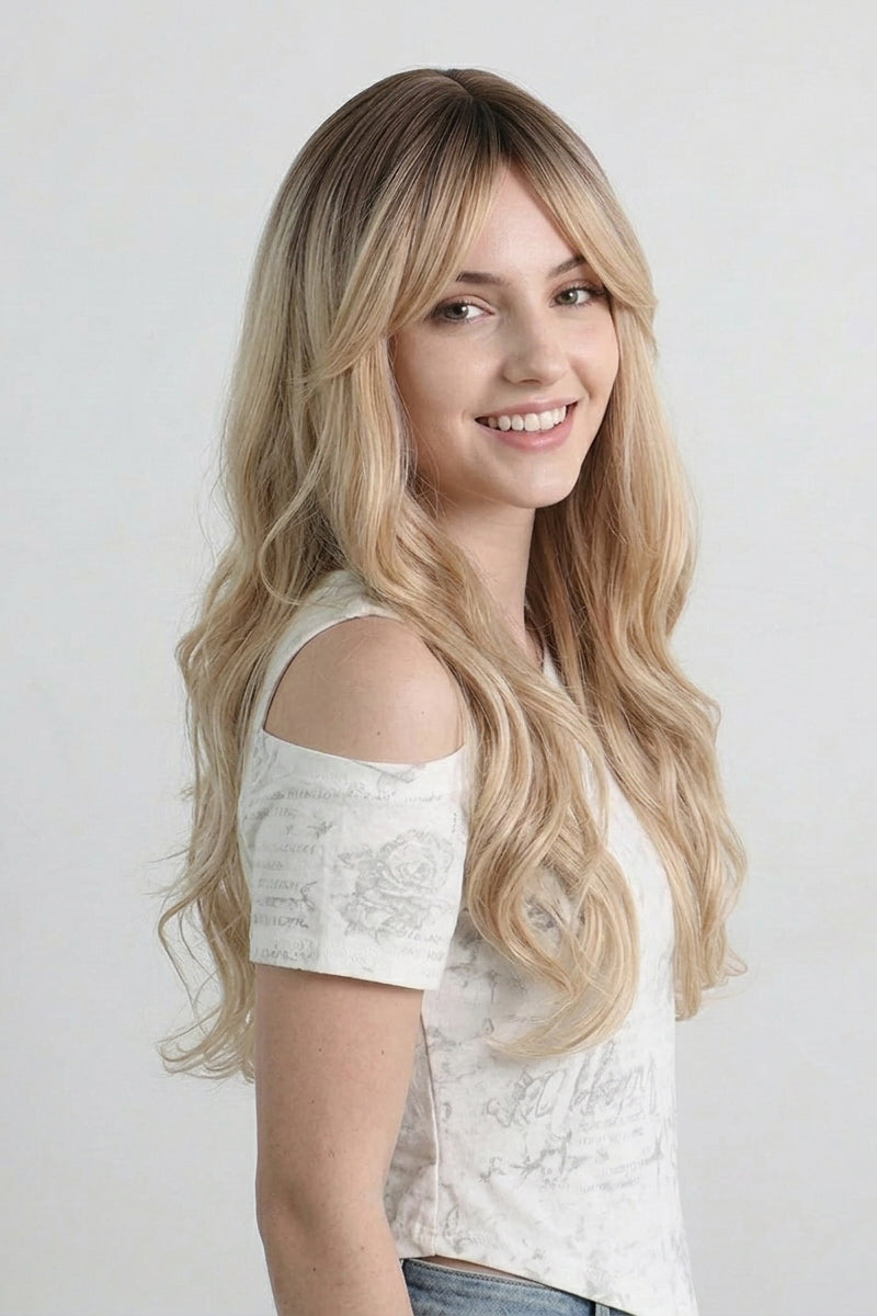 Sophia Blonde Long Wavy Wig with Bangs
