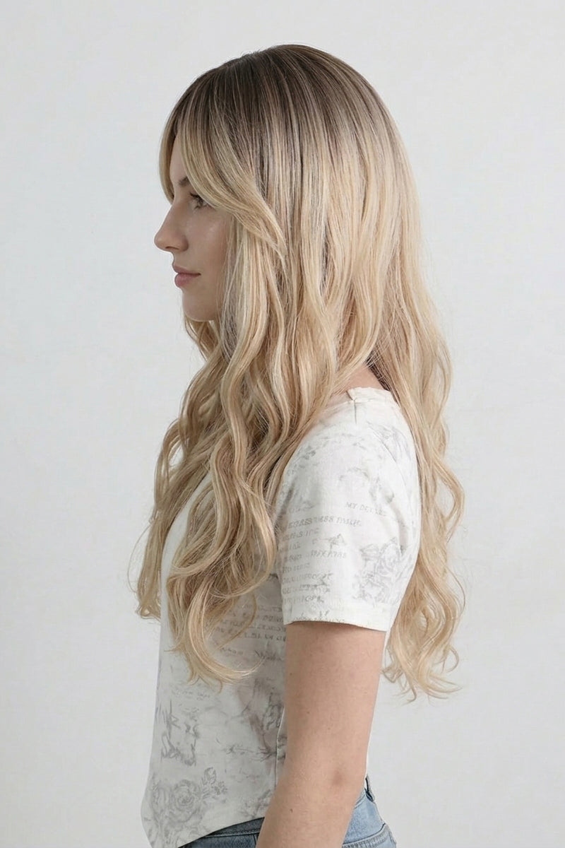 Sophia Blonde Long Wavy Wig with Bangs