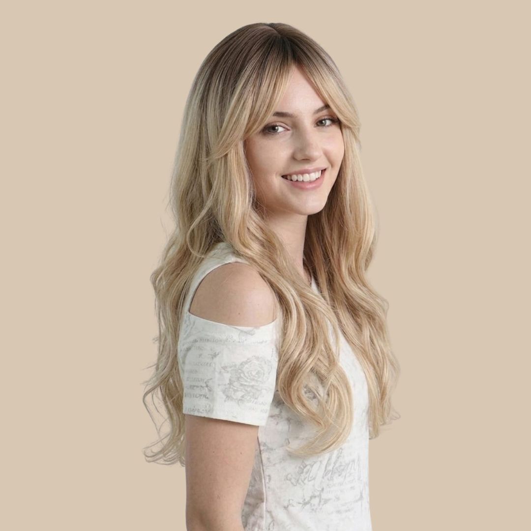 Sophia Blonde Long Wavy Wig with Bangs
