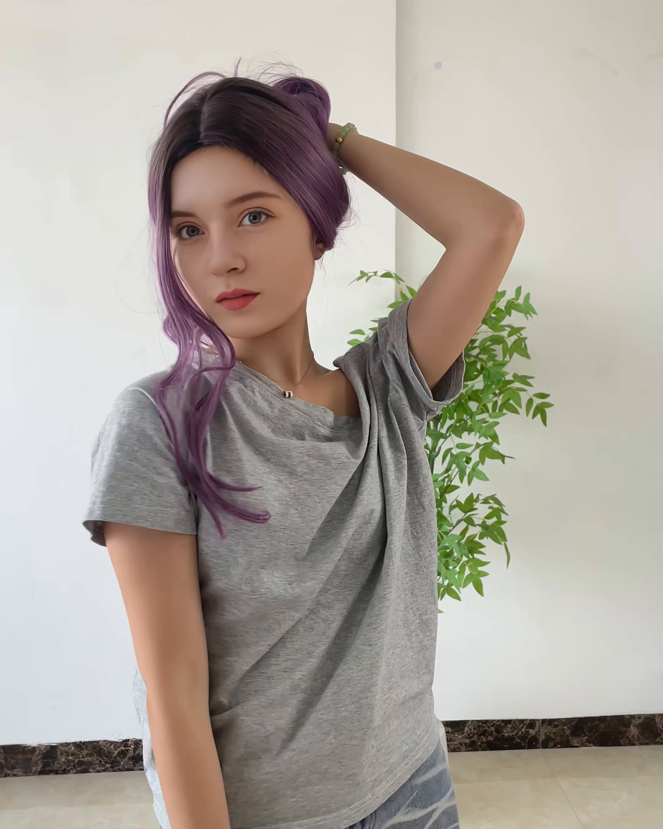 Purple Ombre Long Wavy Synthetic Wig