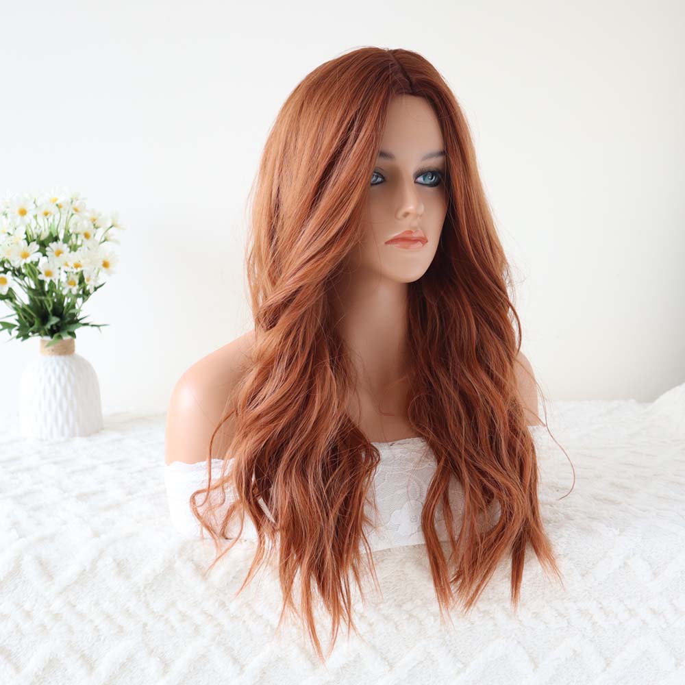Red Brown Long Wavy Wig
