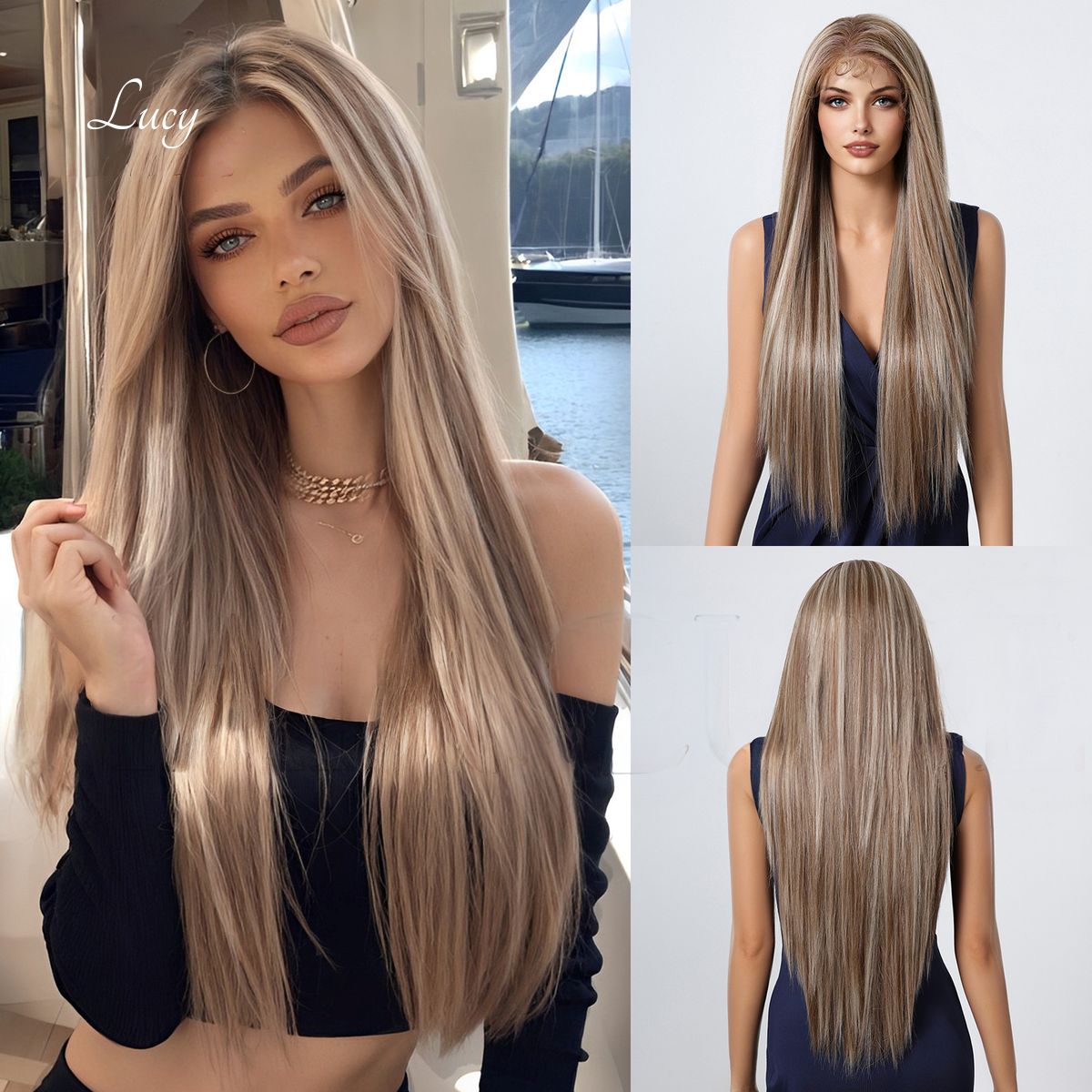 Lucy | Ombré Brown Long Straight 13*6 HD Lace Frontal Wig (Hand-Tied)
