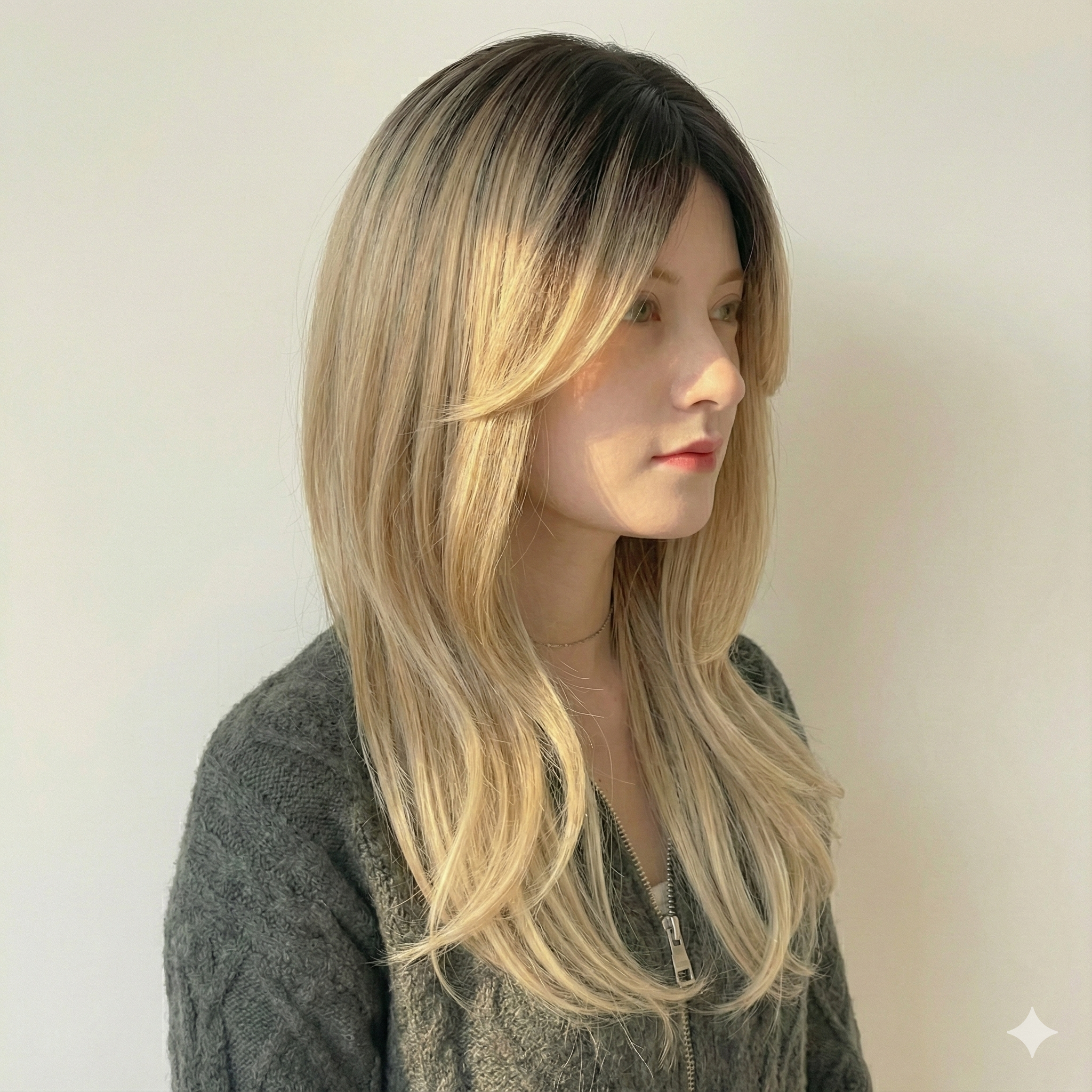 Mono Top Lace Front Wig by UNILOVELY | Ash Blonde Balayage | Natural Scalp Look