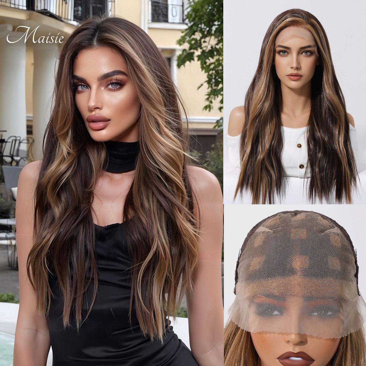Maisie | Ombré Brown Long Wavy Front Lace Wig (Hand-Tied)