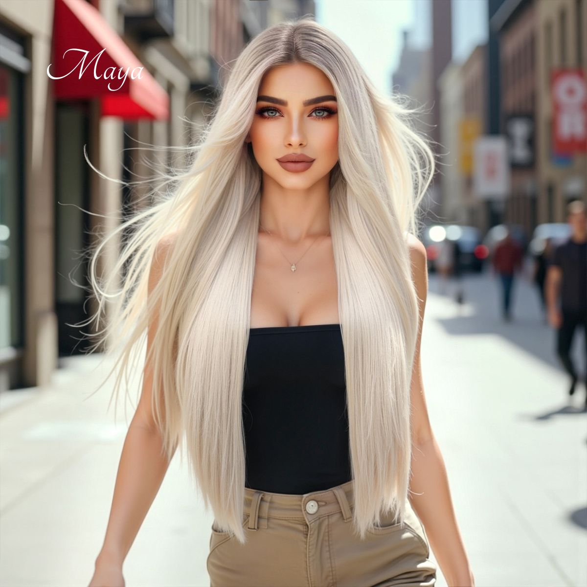 Maya | Blonde Long Straight 13*6 HD Lace Frontal Wig (Hand-Tied) 30