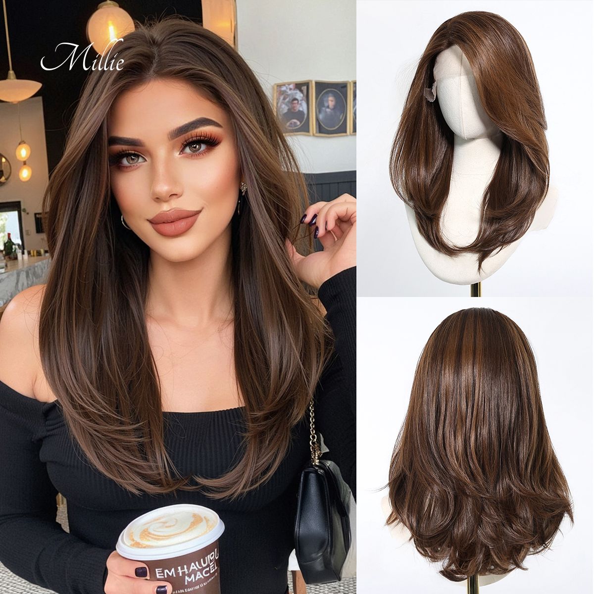 Millie | Brown Medium 13*6 HD Lace Frontal Wig (Hand-Tied)