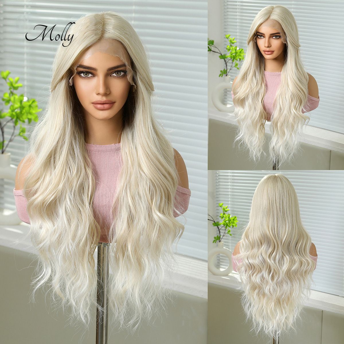 Molly | Long Wavy 13*6 HD Lace Frontal Wig (Hand-Tied) 26