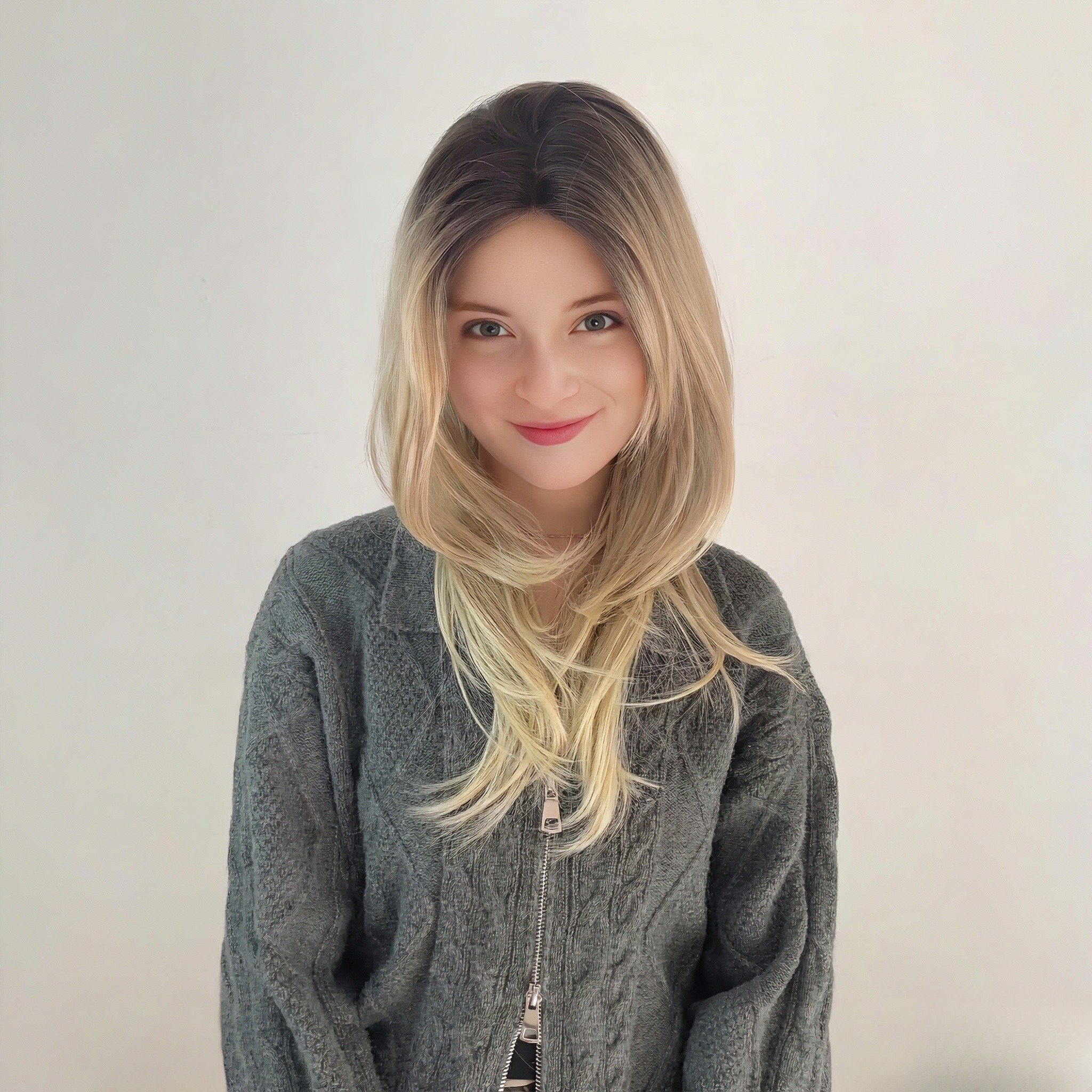 Mono Top Lace Front Wig – Ash Blonde Balayage | Natural Scalp Look