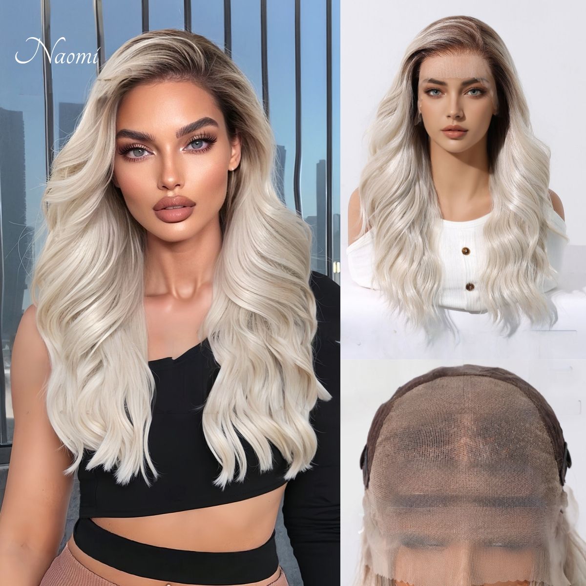 Naomi | Blonde Long Wavy HD Lace Frontal Wig (Hand-Tied)