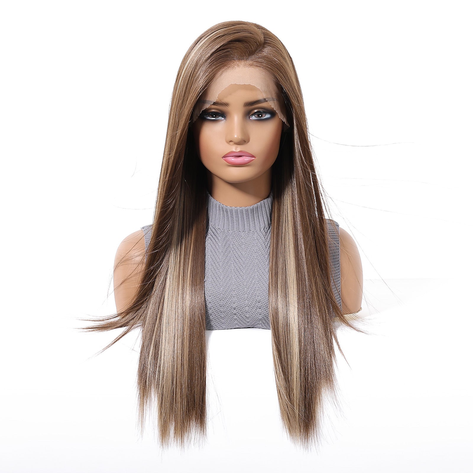 Sofia | Ombré Brown Long Straight 13*6 HD Lace Frontal Wig (Hand-Tied)