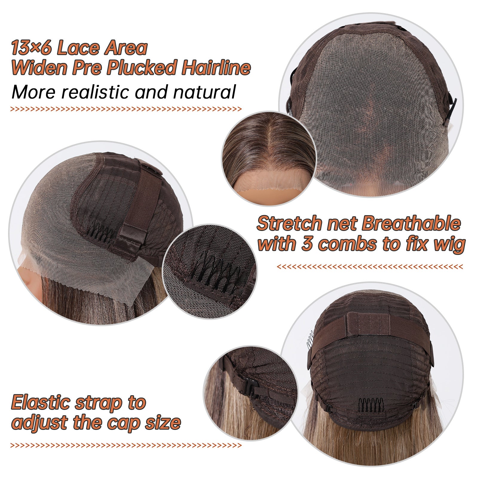 Ayla 26” Straight HD Lace Front Wig - Ombre Brown, Beginner-Friendly