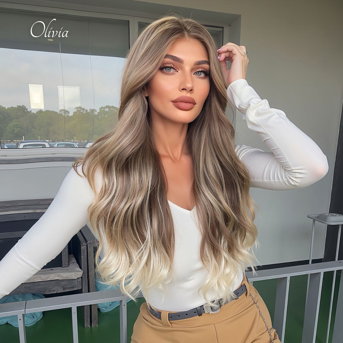 Olivia | Ombré Grey Long Wavy 13*6 HD Lace Frontal Wig (Hand-Tied)