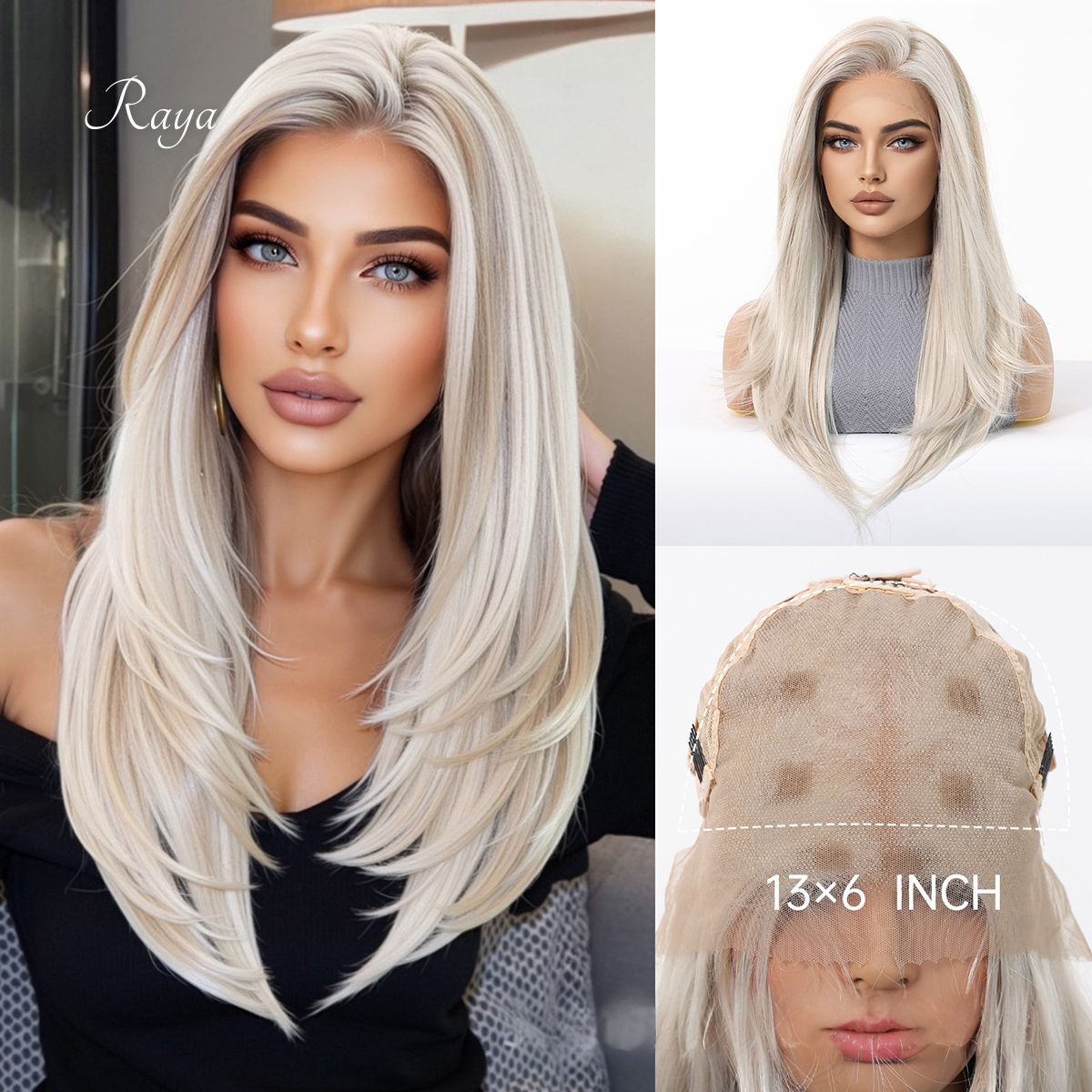 Raya | White Blonde Medium 13*6 HD Lace Frontal Wig (Hand-Tied)