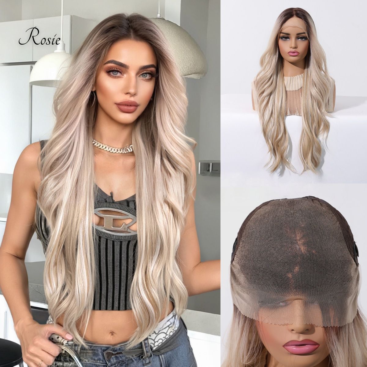 Rosie | Ombré Blonde Long 13*6 HD Lace Frontal Wig (Hand-Tied)