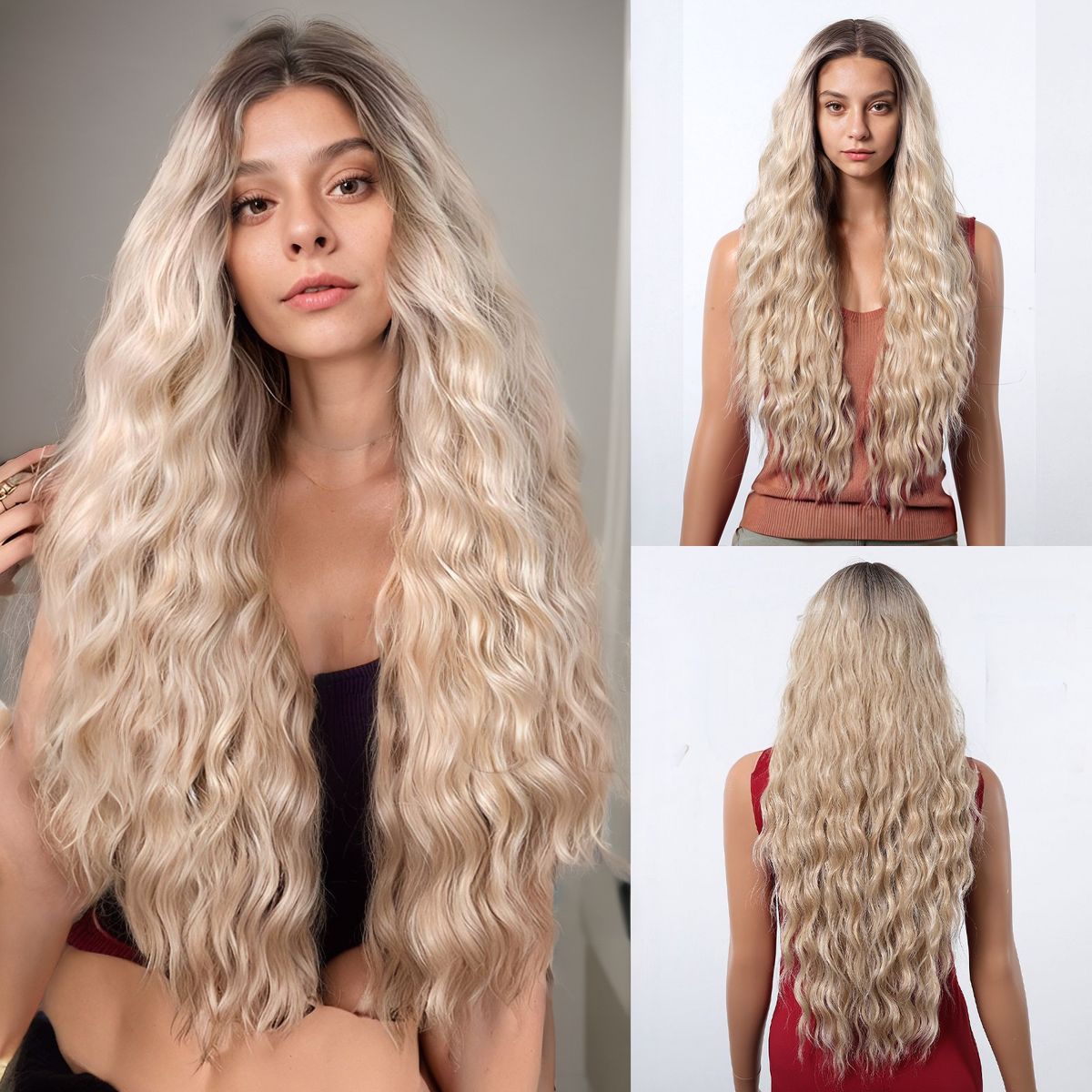 Loose Wave HD Lace Front Wig - Ombre Blonde, Pre-Plucked Hairline, 30 Inch (75cm)