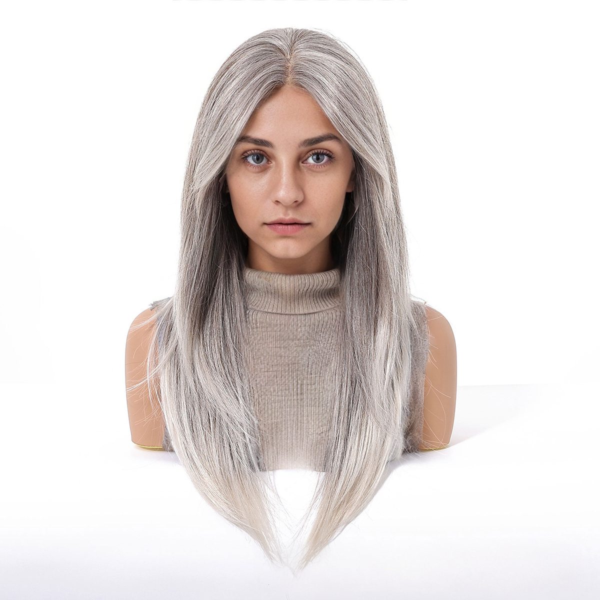 Loose Wave HD Lace Front Wig - Ombre Ash Grey and White Blonde, Beginner-Friendly, 22 Inch (56cm)