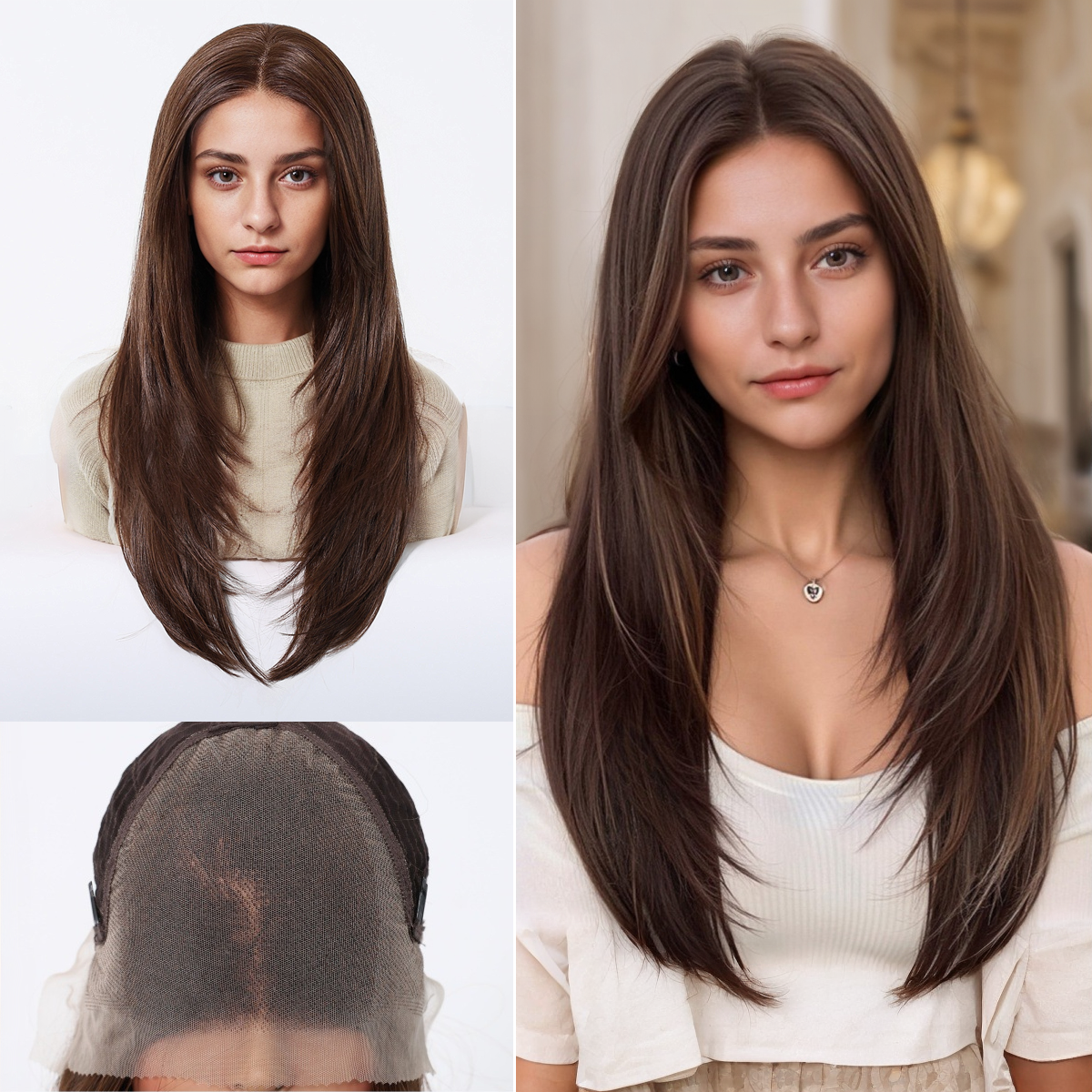 Loose Wave HD Lace Front Wig - Dark Brown, Hand-Tied Monofilament Top, 22 Inch (56cm)