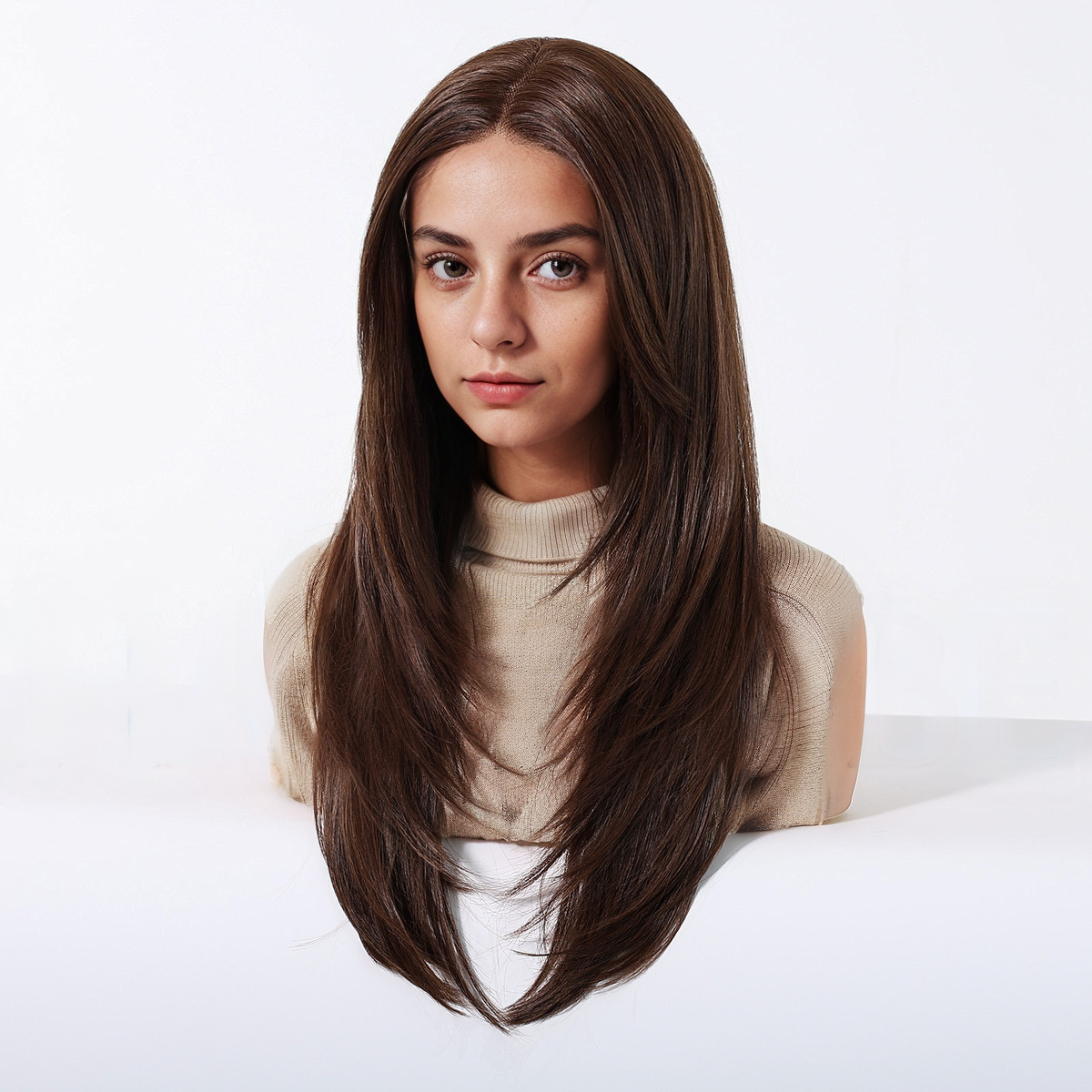 Loose Wave HD Lace Front Wig - Dark Brown, Hand-Tied Monofilament Top, 22 Inch (56cm)