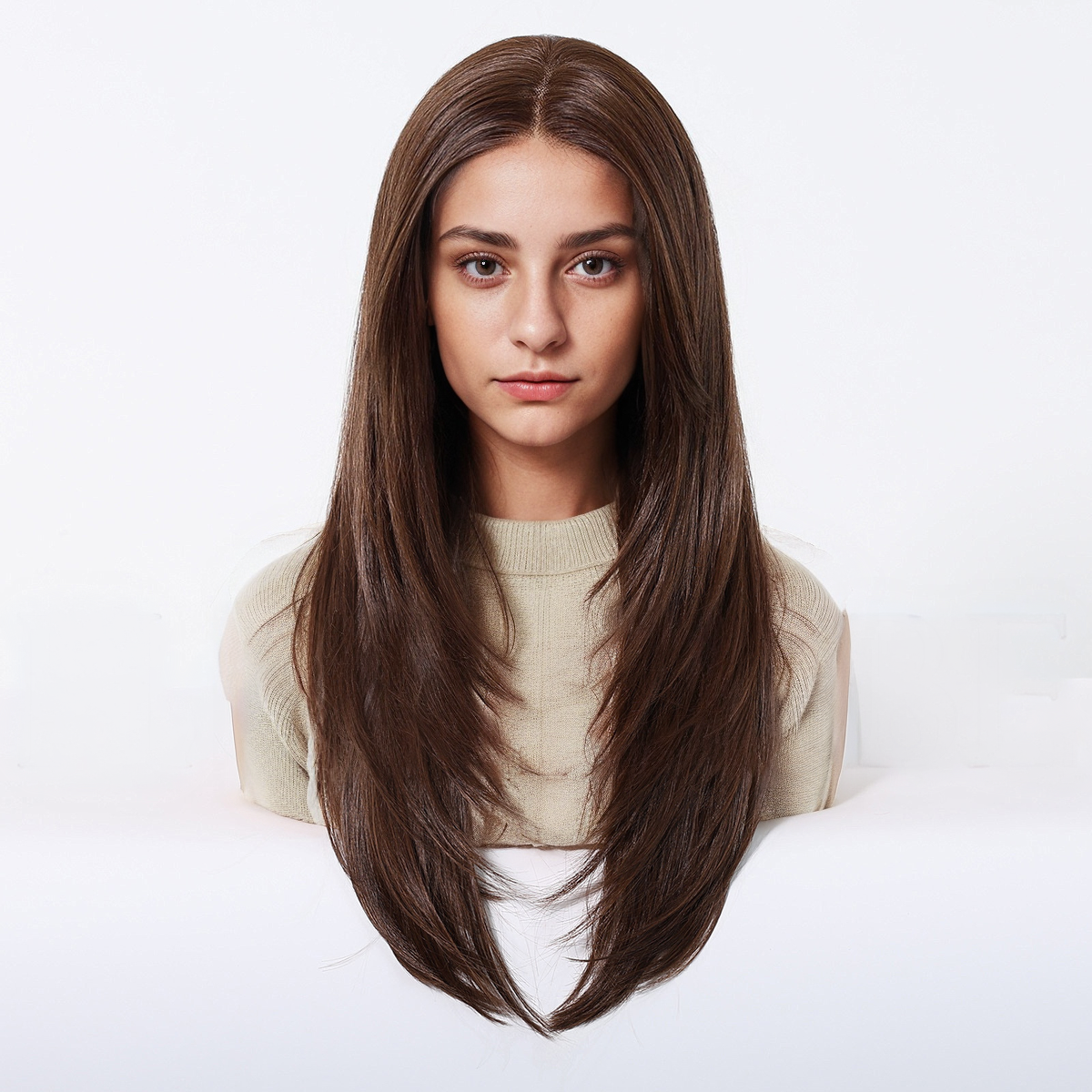 Loose Wave HD Lace Front Wig - Dark Brown, Hand-Tied Monofilament Top, 22 Inch (56cm)