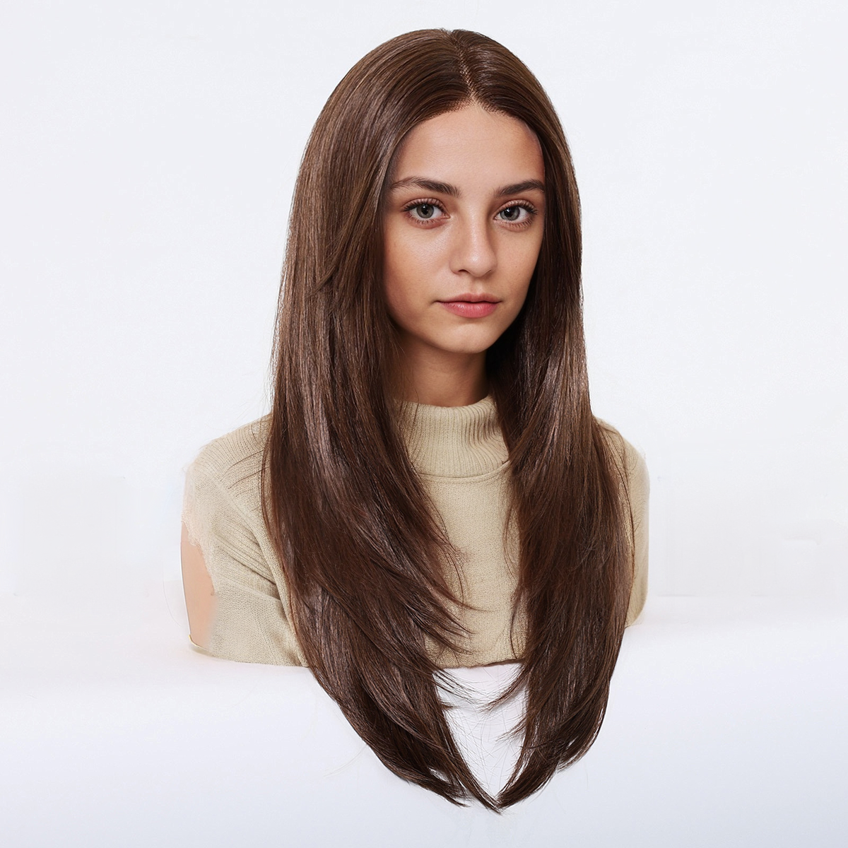 Loose Wave HD Lace Front Wig - Dark Brown, Hand-Tied Monofilament Top, 22 Inch (56cm)