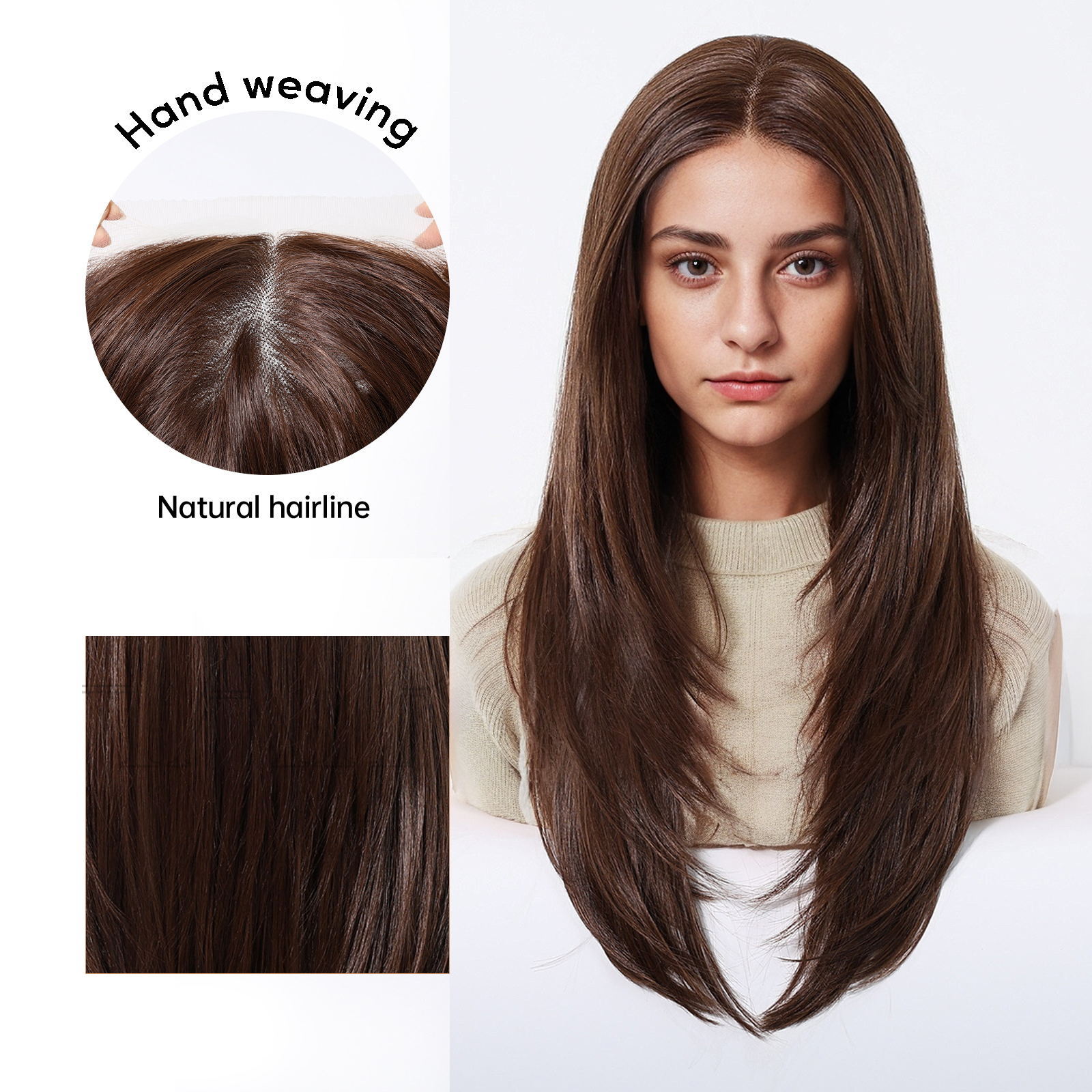 Loose Wave HD Lace Front Wig - Dark Brown, Hand-Tied Monofilament Top, 22 Inch (56cm)
