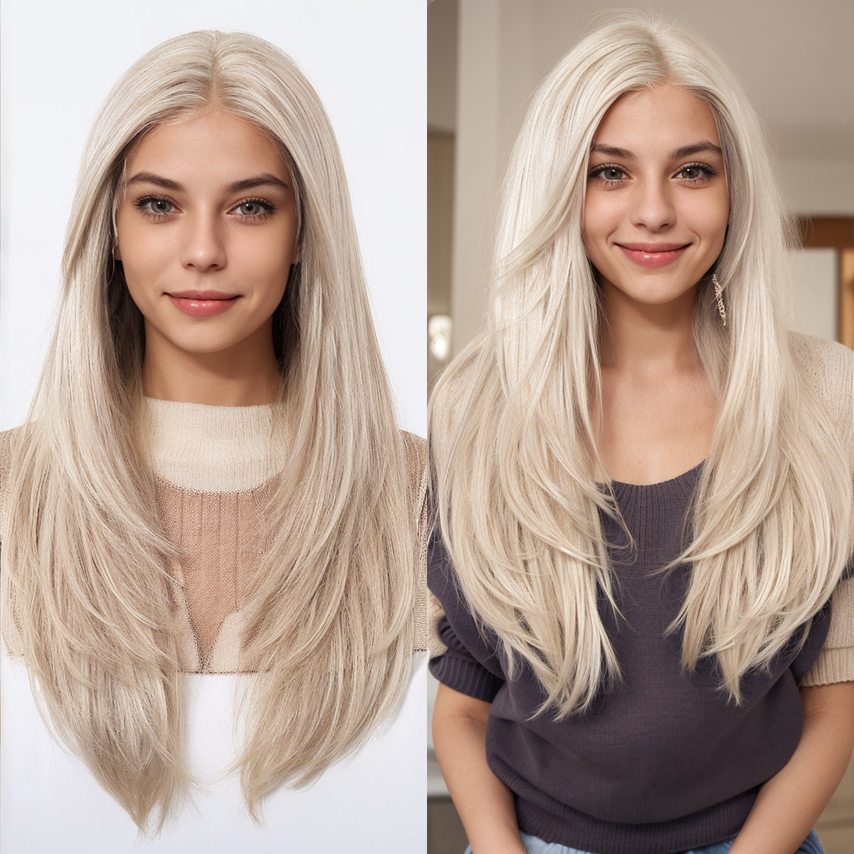 Loose Wave HD Lace Front Wig - White Blonde, 100% Hand-Tied Mono Top, 22 Inch (56cm)