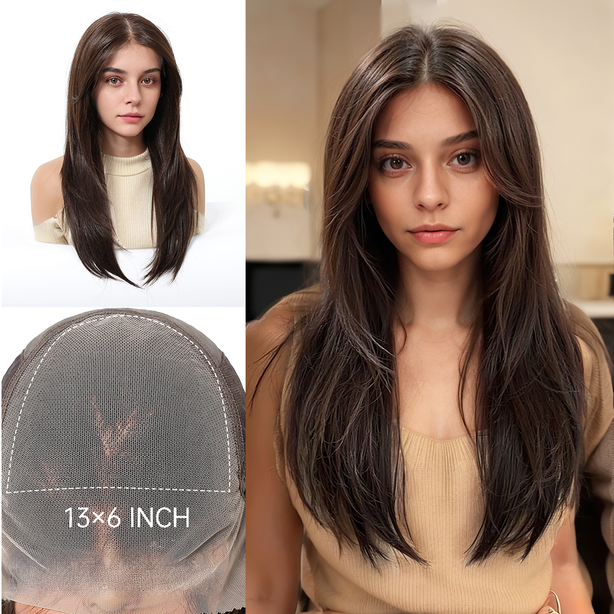 Loose Wave HD Lace Front Wig - Dark Brown, Pre-Plucked Hairline, 22 Inch (55cm)