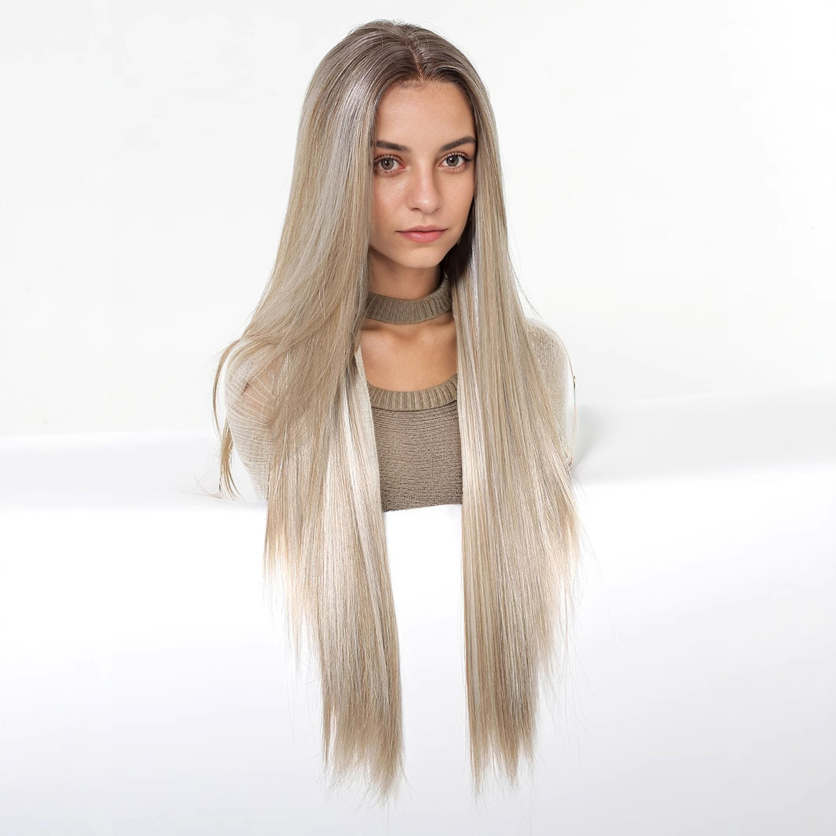 Straight HD Lace Front Wig - Ombre Blonde, Pre-Plucked Hairline, 30 Inch (76cm)