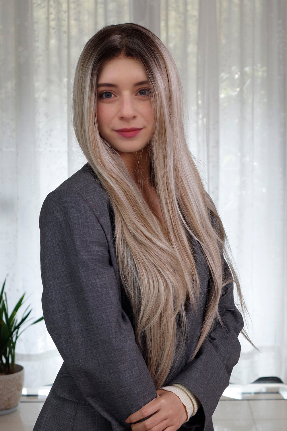 CELINE — Rooted Ash Blonde 13×6 Lace Front Wig