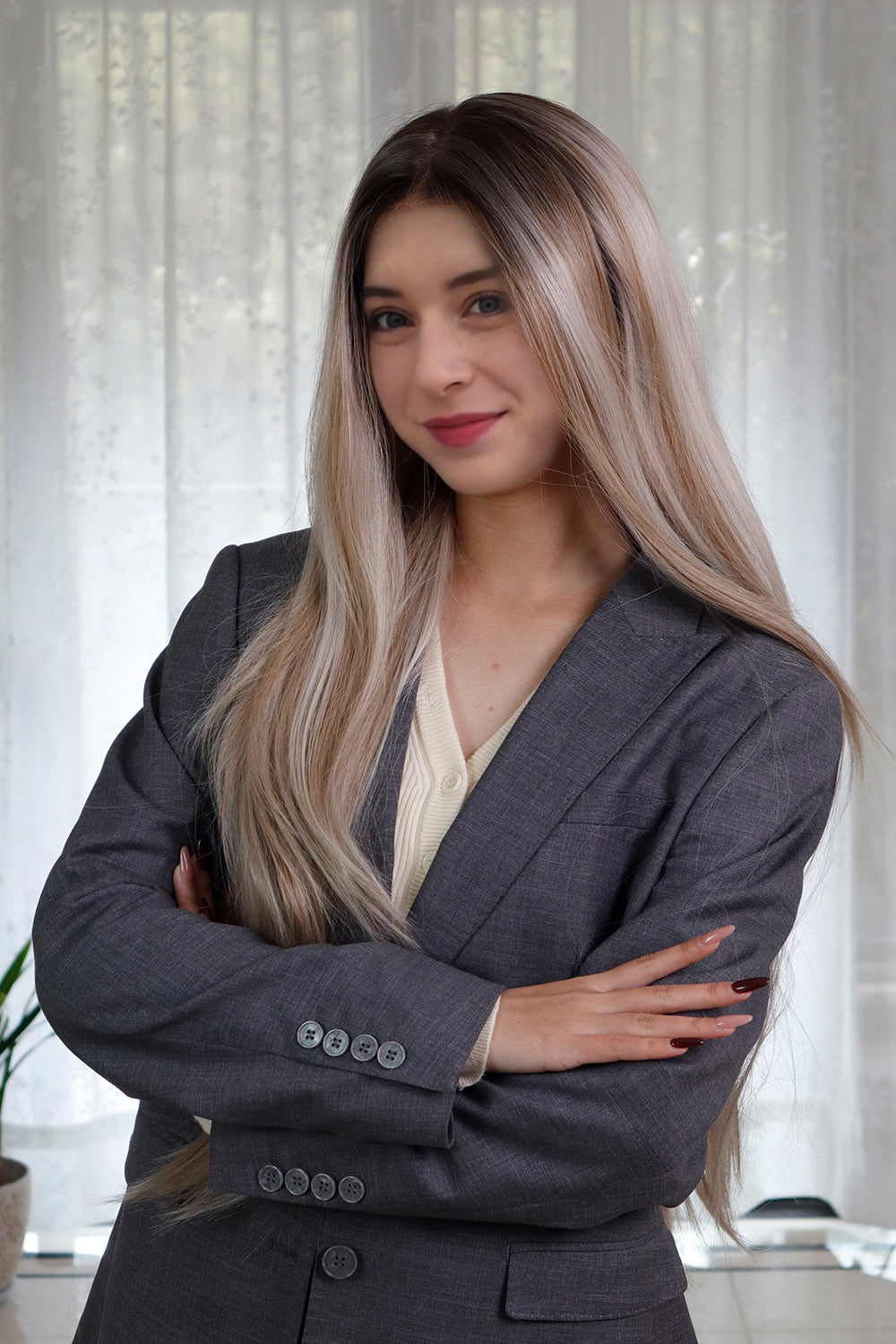 CELINE — Rooted Ash Blonde 13×6 Lace Front Wig