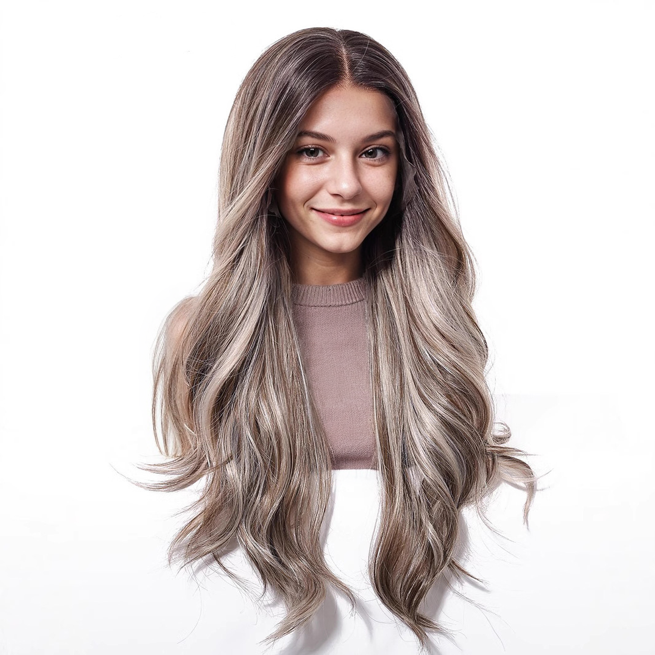 Body Wave HD Lace Front Wig - Ash Grey with White Blonde Highlights, Beginner-Friendly, 26 Inch (66cm)