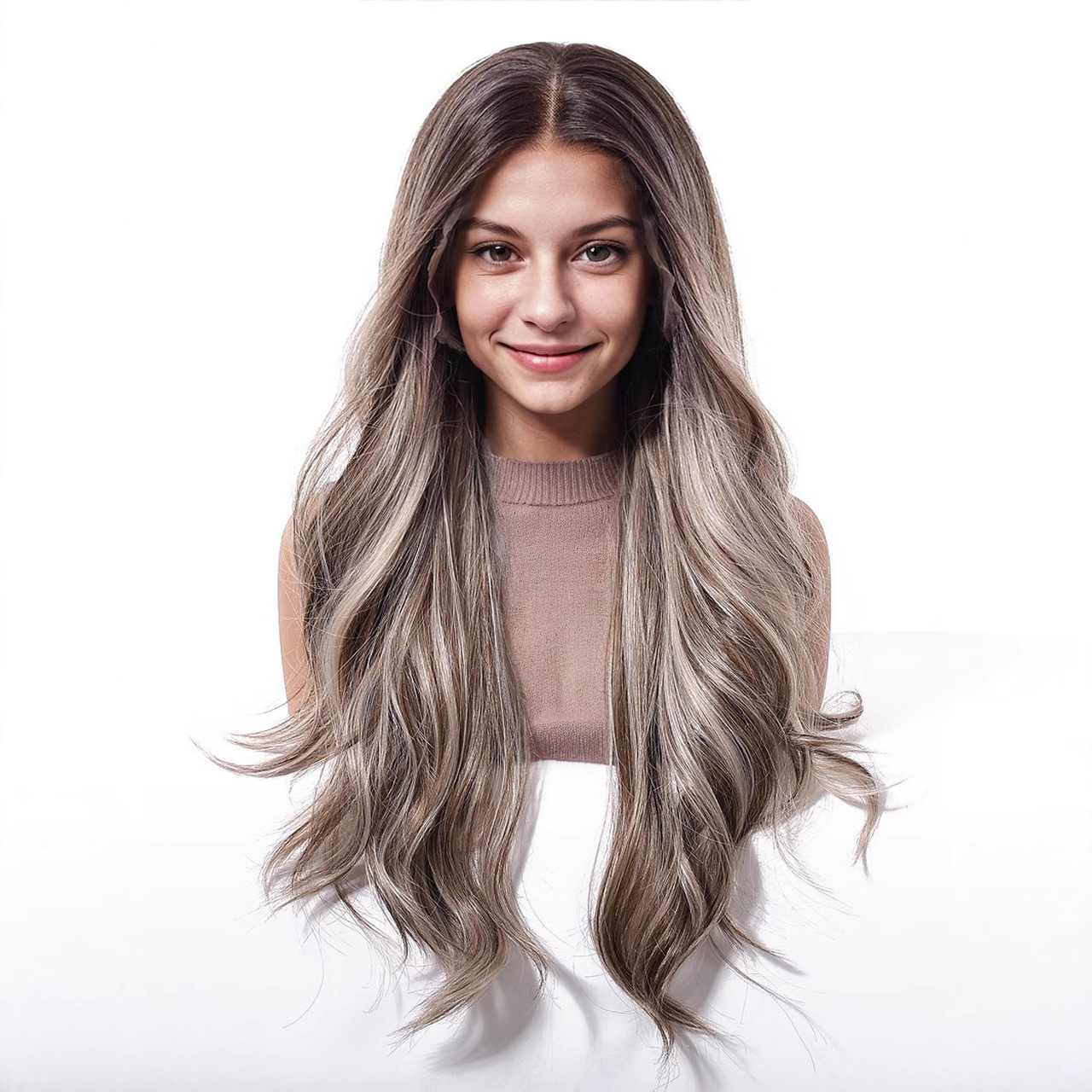 Body Wave HD Lace Front Wig - Ash Grey with White Blonde Highlights, Beginner-Friendly, 26 Inch (66cm)
