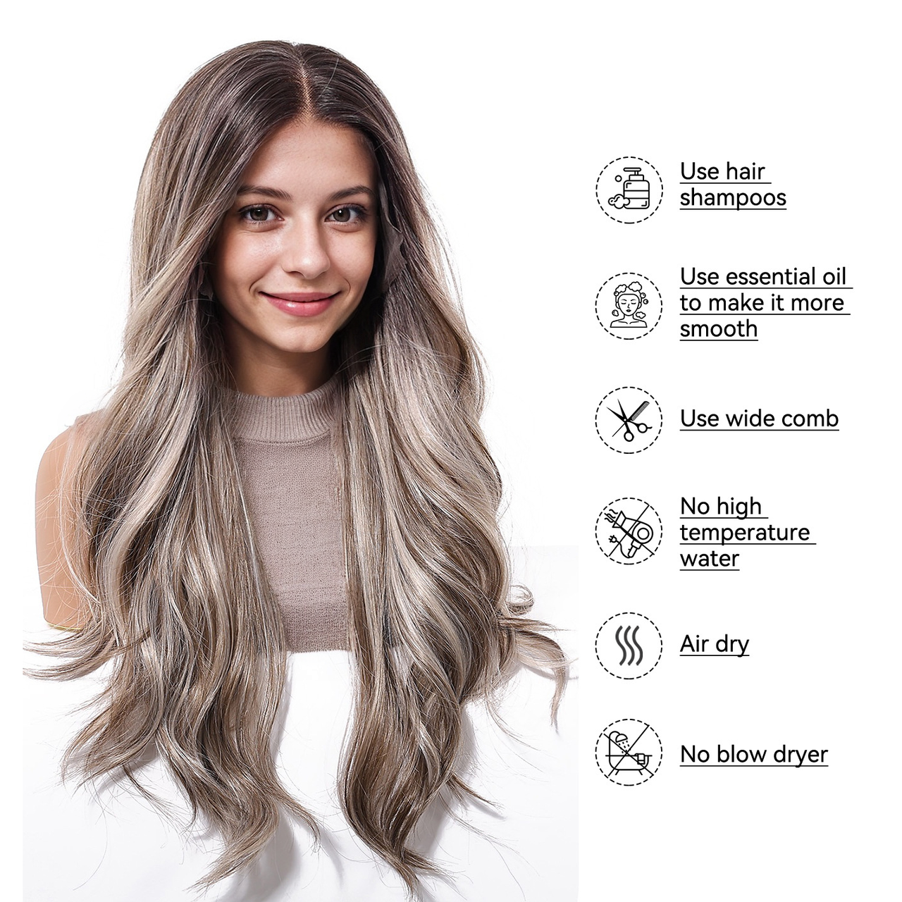 Body Wave HD Lace Front Wig - Ash Grey with White Blonde Highlights, Beginner-Friendly, 26 Inch (66cm)