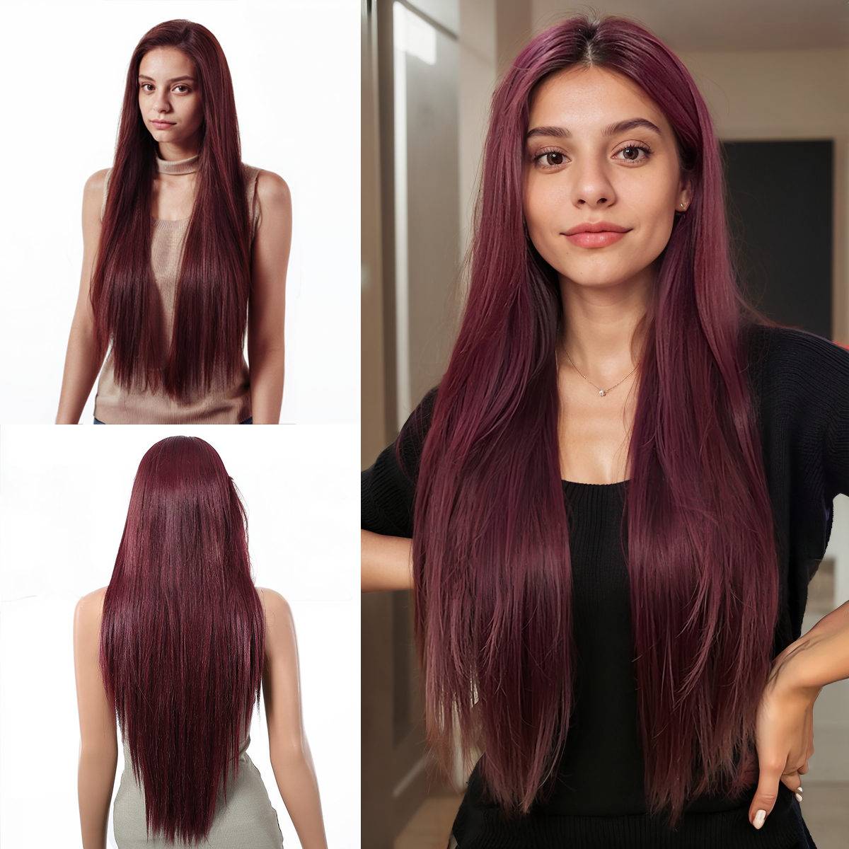 Straight HD Lace Front Wig - Red, Hand-Tied Monofilament Top, 30 Inch (70cm)
