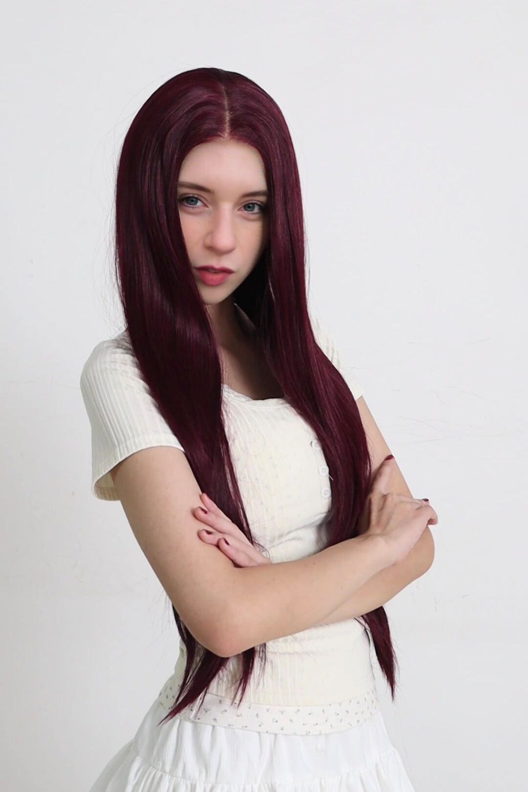 Bianca — Deep Burgundy · 30" | 13×6 Lace Front Wig